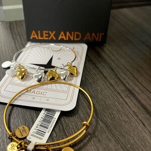 Alex and Ani Gold and Silver Heart Charm Bracelets